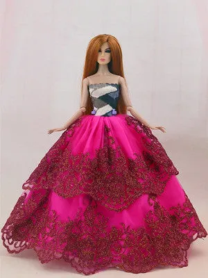 1 Pcs  Fashion  Wedding Dress Princess Gown Dress Clothes Gown For Barbie doll dress Free shipping