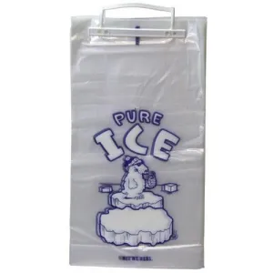 10 lb. Plastic Ice Bags on Wicket - "PURE ICE" Polar Bear - Plastic Wicket