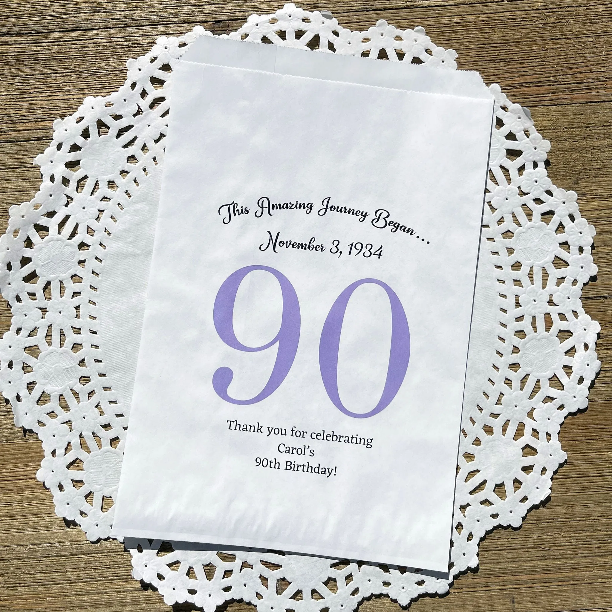 90th Birthday Favor Bags