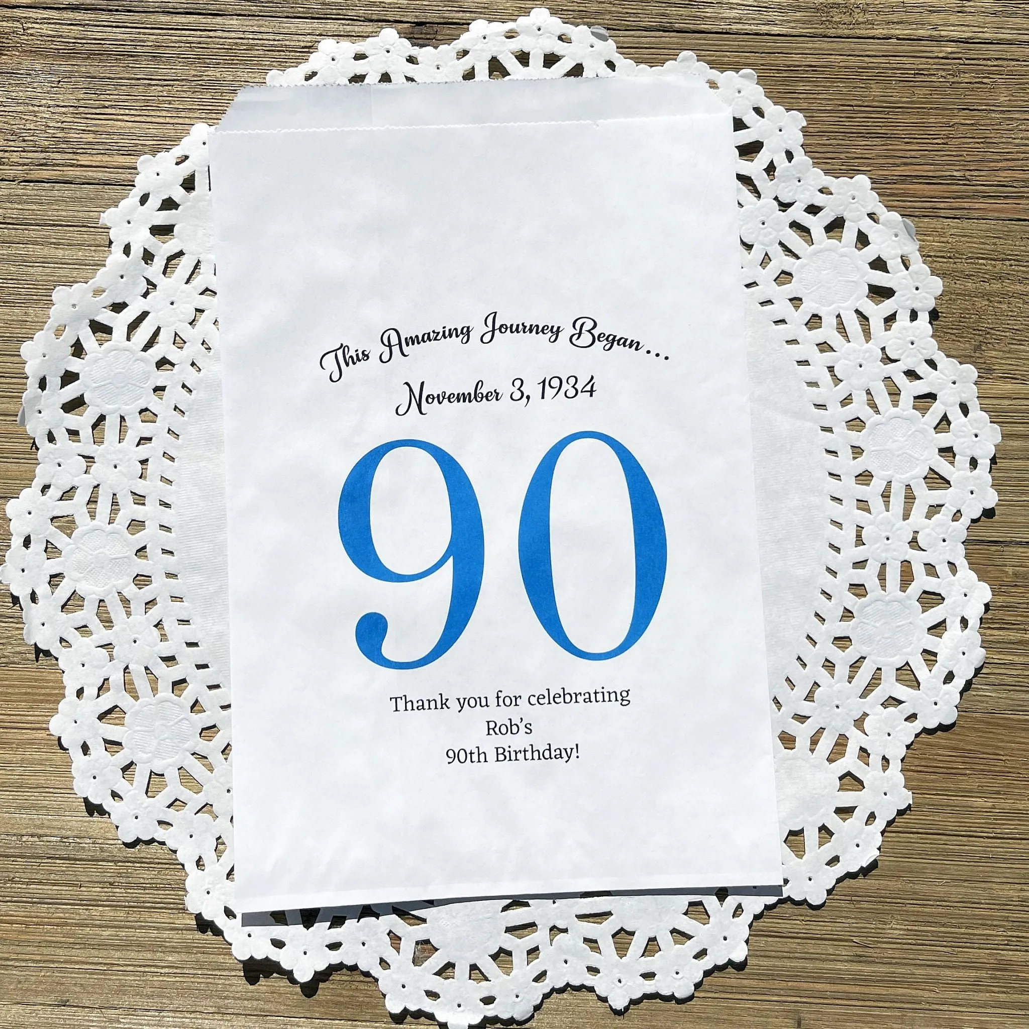 90th Birthday Favor Bags