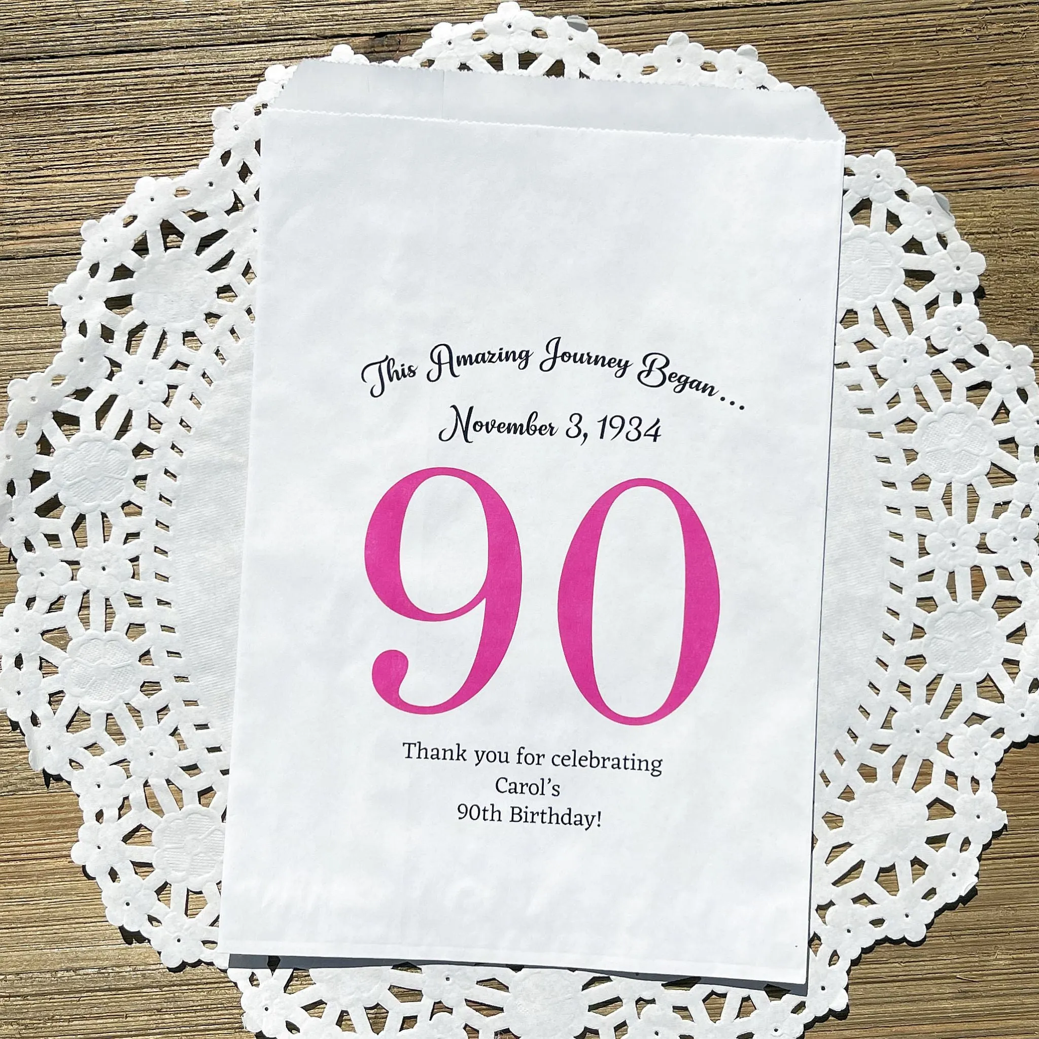 90th Birthday Favor Bags