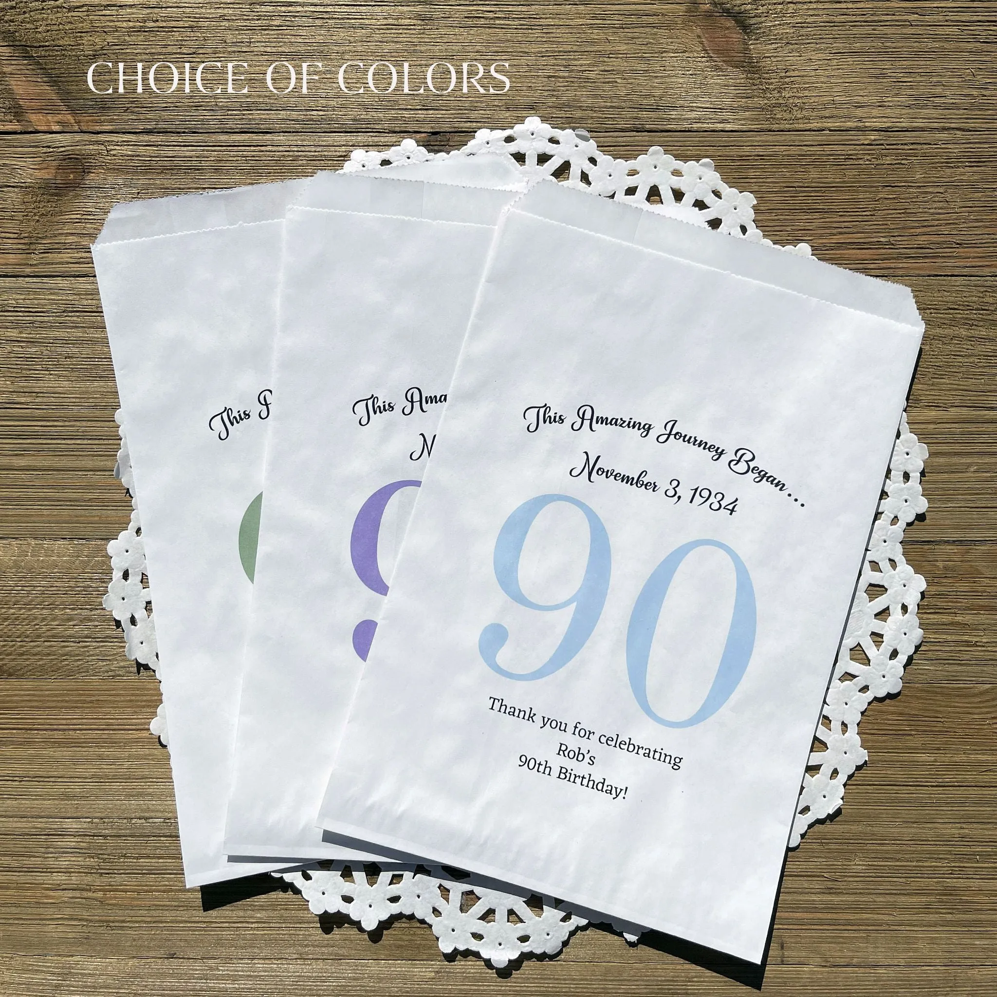 90th Birthday Favor Bags