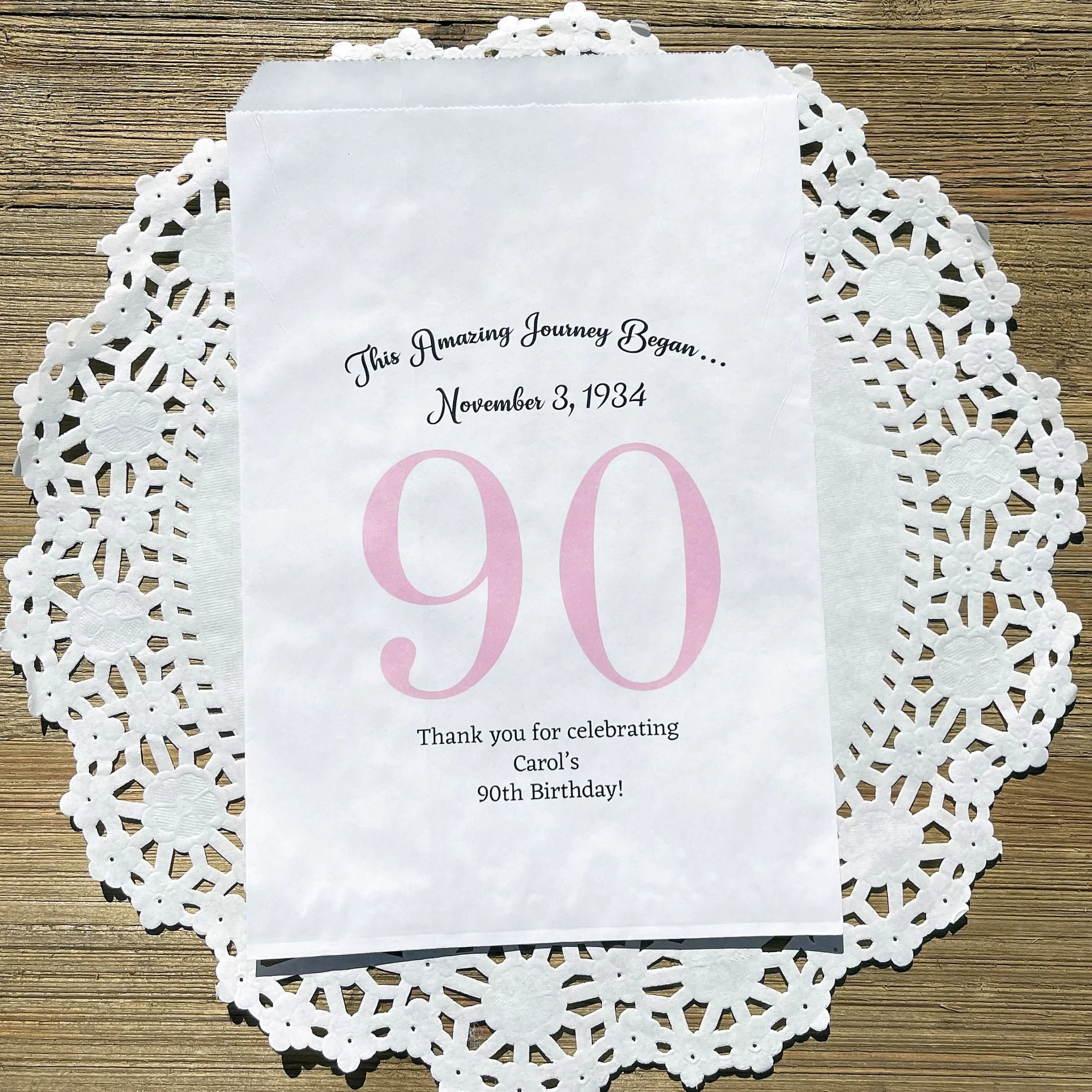 90th Birthday Favor Bags