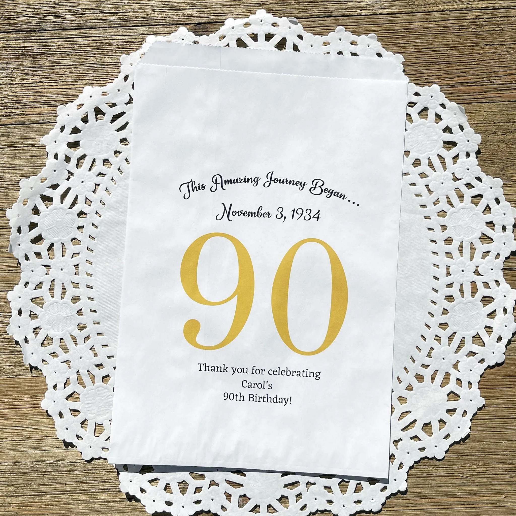 90th Birthday Favor Bags