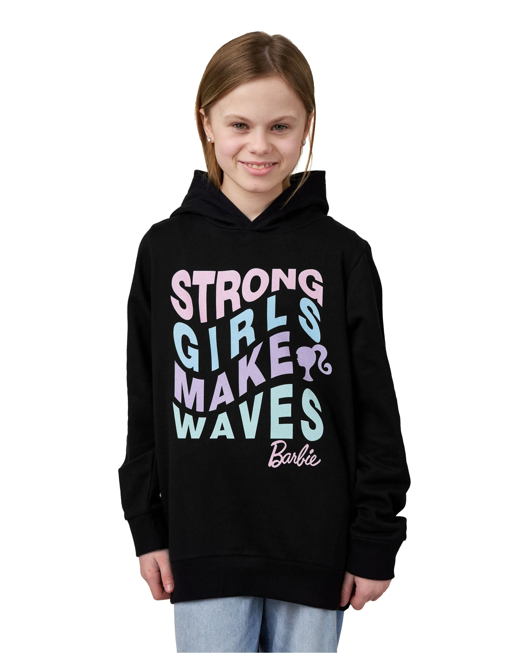 Barbie Strong Girls Make Waves Girls Black Hoodie