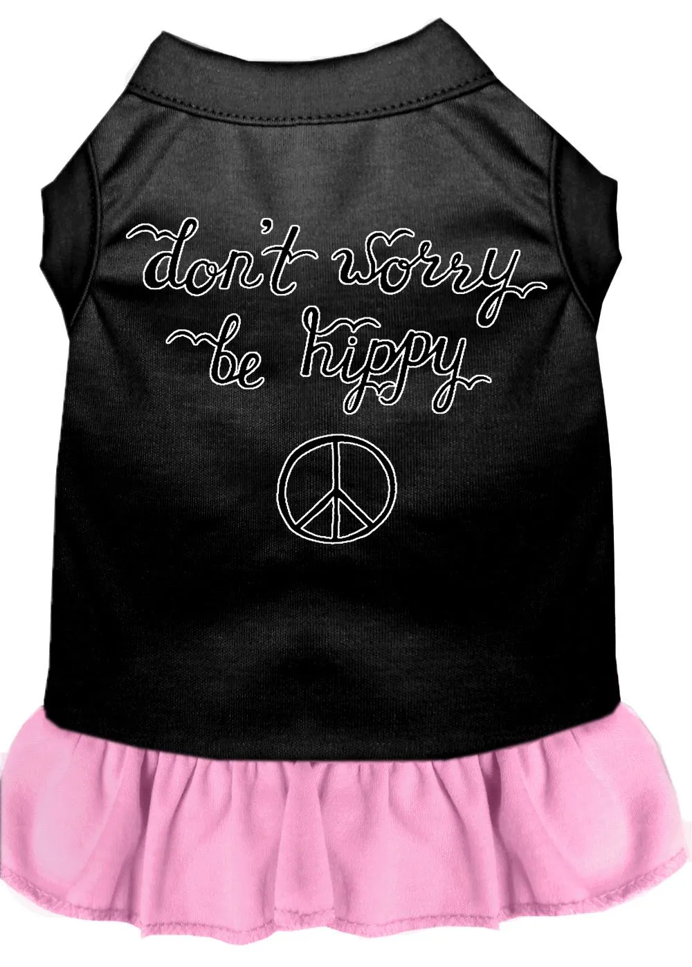 Be Hippy Screen Print Dog Dress Black With Light Pink Xs (8)