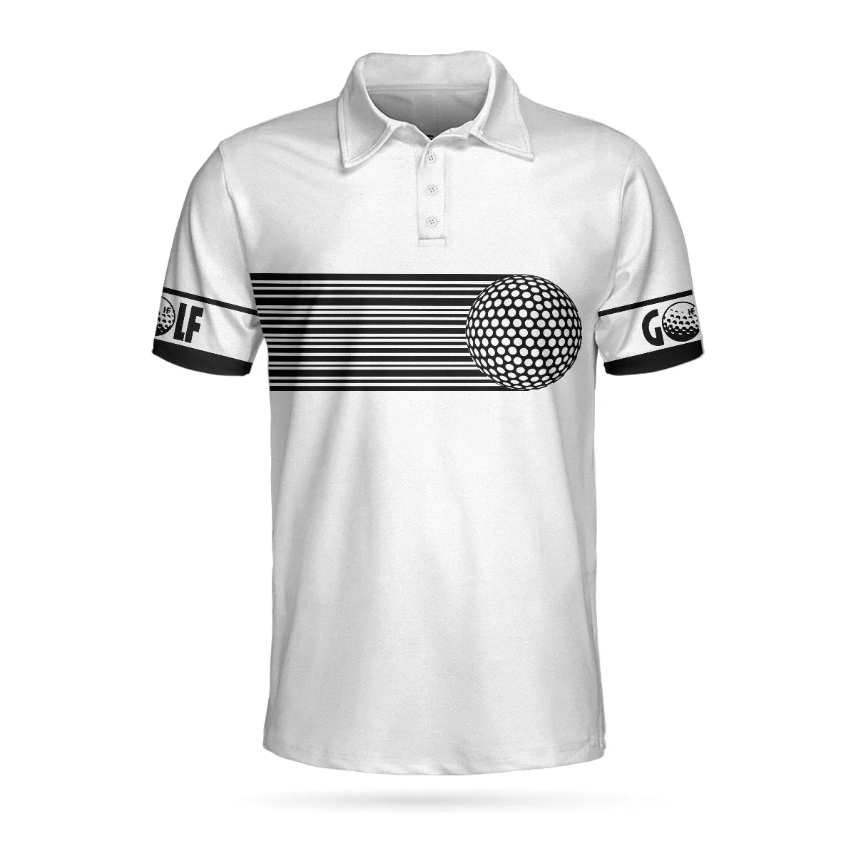 Black And White Stripes Barcode Golfing Polo Shirt, Golfer Hard Swing Polo Shirt, Best Golf Shirt For Men Coolspod