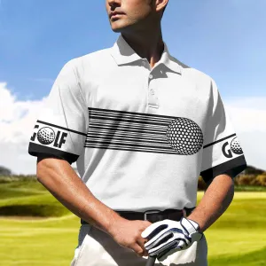 Black And White Stripes Barcode Golfing Polo Shirt, Golfer Hard Swing Polo Shirt, Best Golf Shirt For Men Coolspod