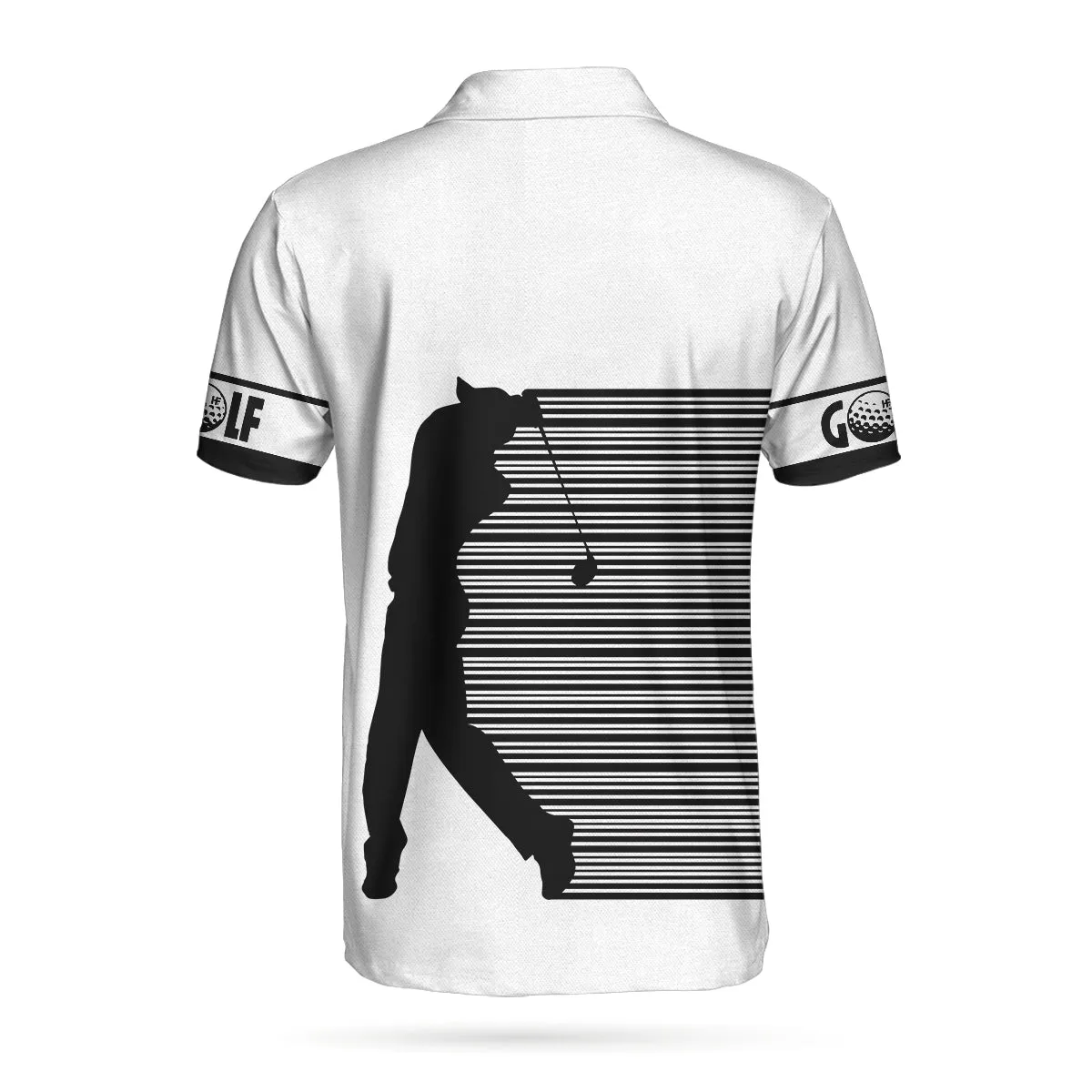 Black And White Stripes Barcode Golfing Polo Shirt, Golfer Hard Swing Polo Shirt, Best Golf Shirt For Men Coolspod