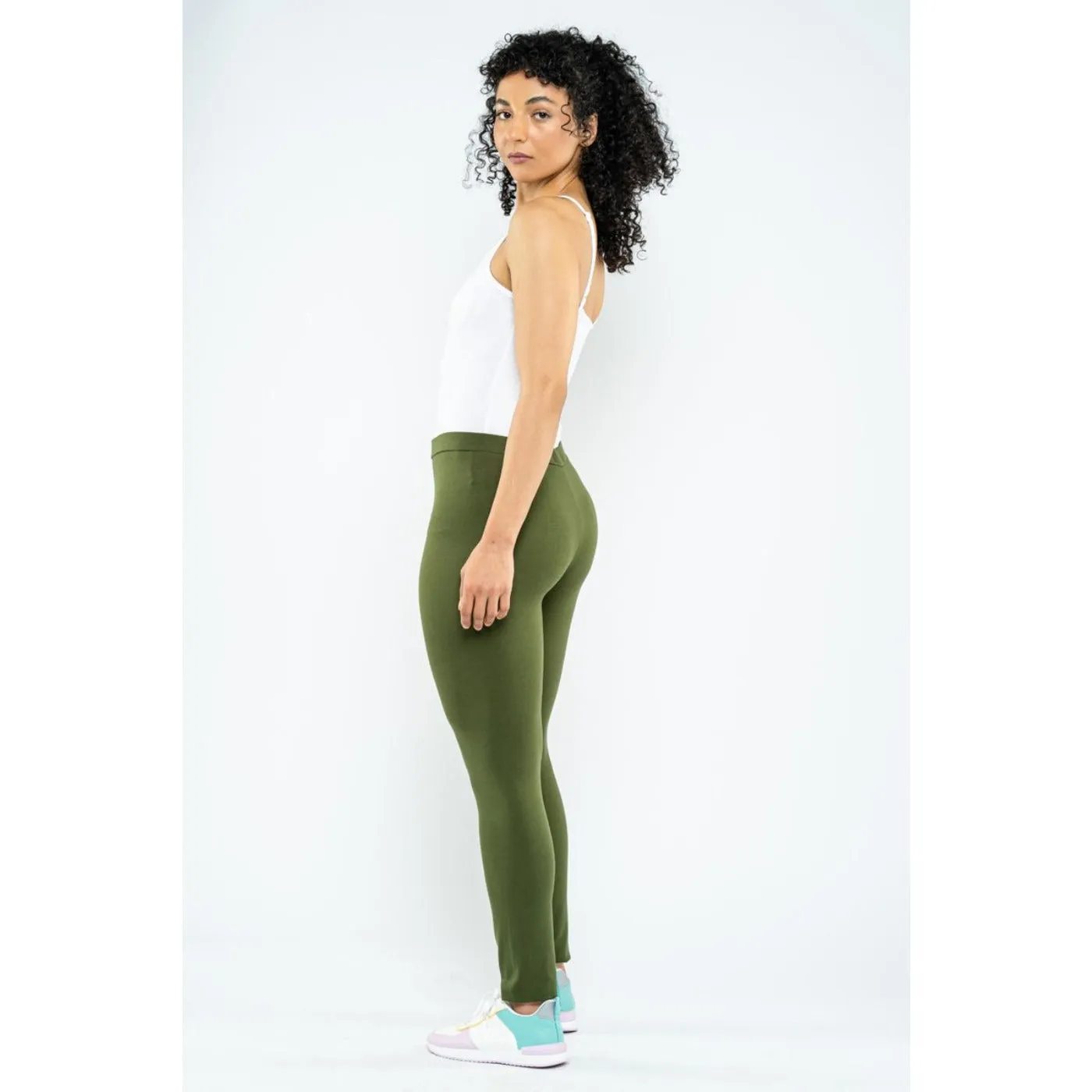 Blueage Green Plain Leggings