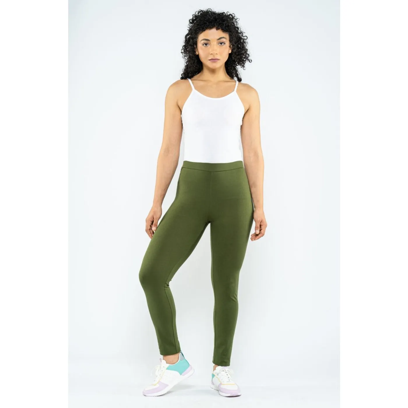 Blueage Green Plain Leggings