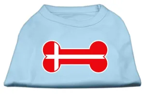 Bone Shaped Denmark Flag Screen Print Shirts Baby Blue XXL (18)