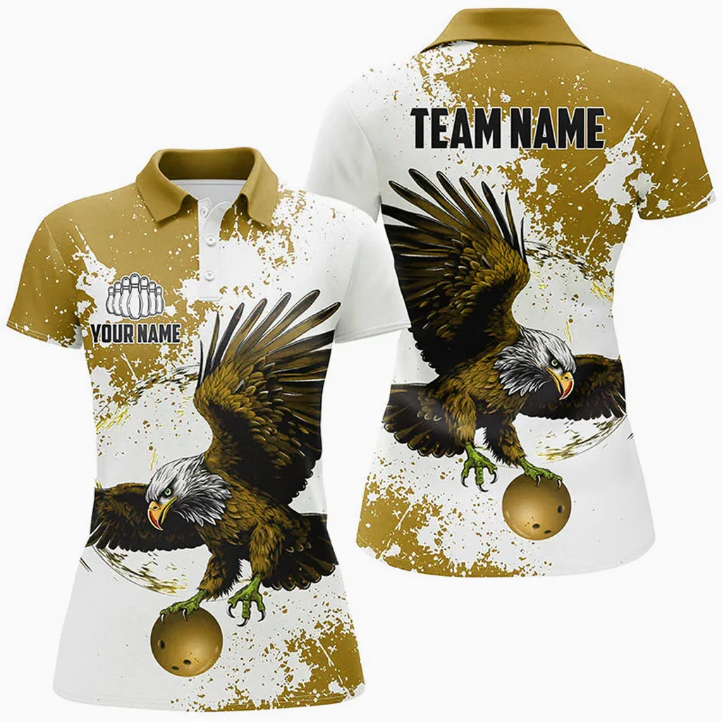 Bowling Eagle Multicolor Option Customized Name 3D Shirt For Women