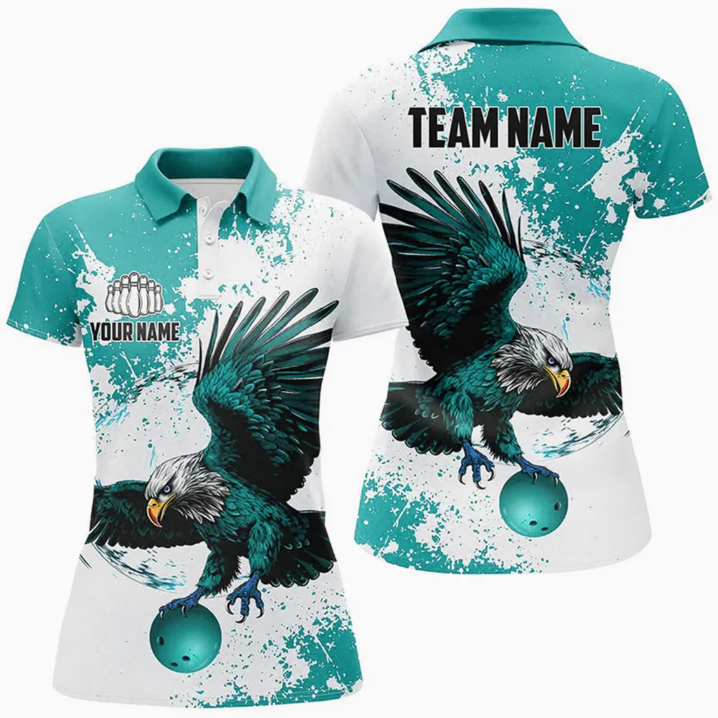 Bowling Eagle Multicolor Option Customized Name 3D Shirt For Women