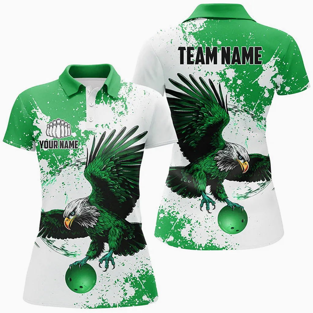 Bowling Eagle Multicolor Option Customized Name 3D Shirt For Women