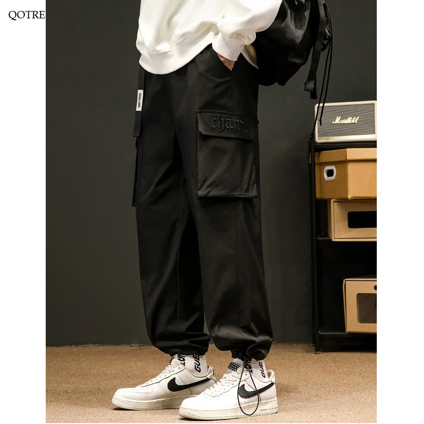 Casual Elasticity Tapered Street Style Thin Loose Fit Cargo Pants