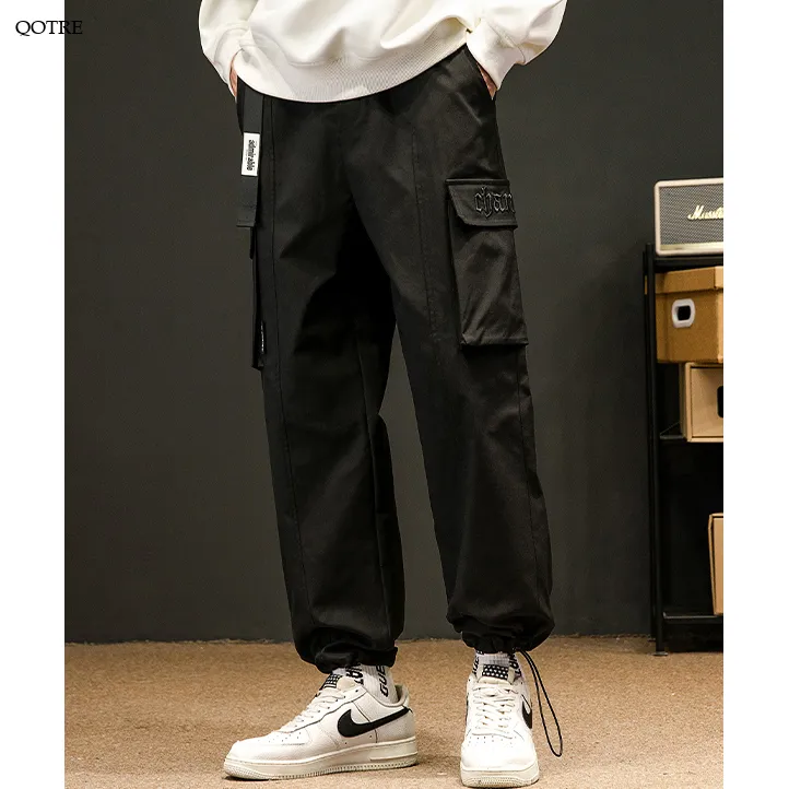 Casual Elasticity Tapered Street Style Thin Loose Fit Cargo Pants