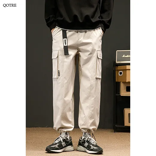 Casual Elasticity Tapered Street Style Thin Loose Fit Cargo Pants