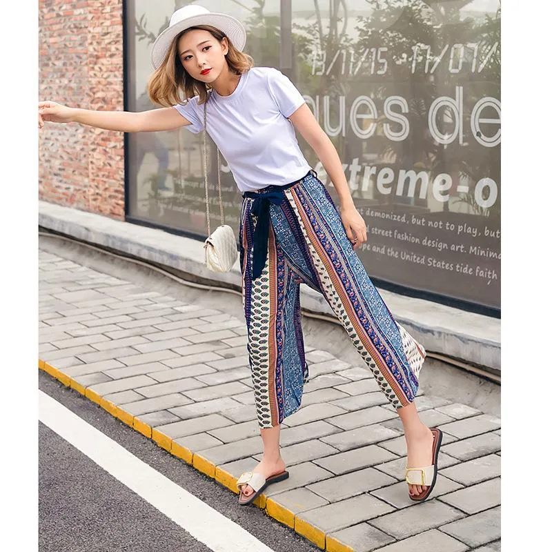 Chiffon Bohemian Wide-leg Pants Seaside Holiday Beach Pants