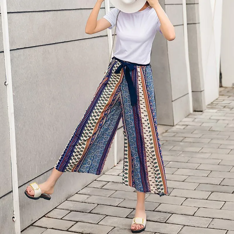 Chiffon Bohemian Wide-leg Pants Seaside Holiday Beach Pants