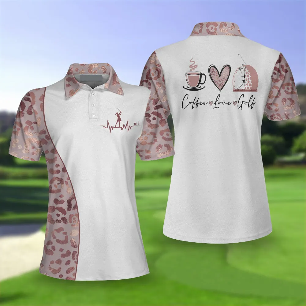 Coffee Love Golf Leopard Pattern Short Sleeve Women Polo Shirt Coolspod