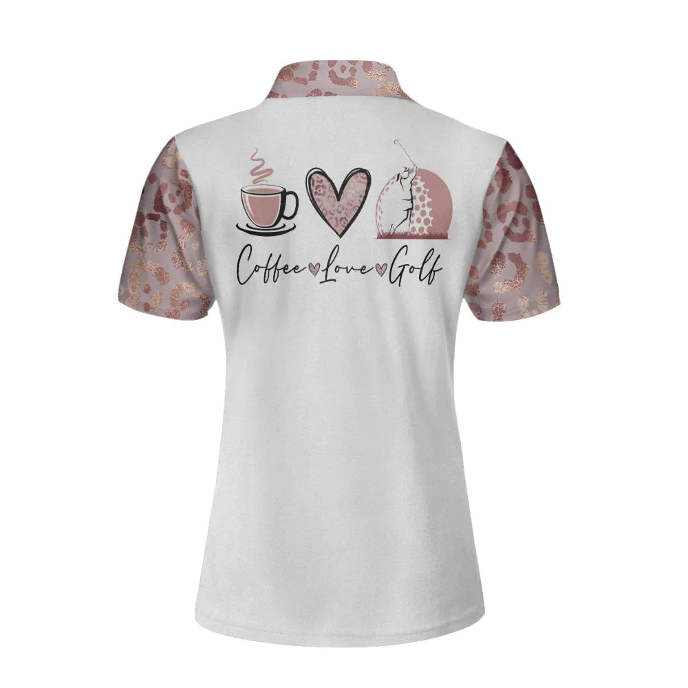 Coffee Love Golf Leopard Pattern Short Sleeve Women Polo Shirt Coolspod