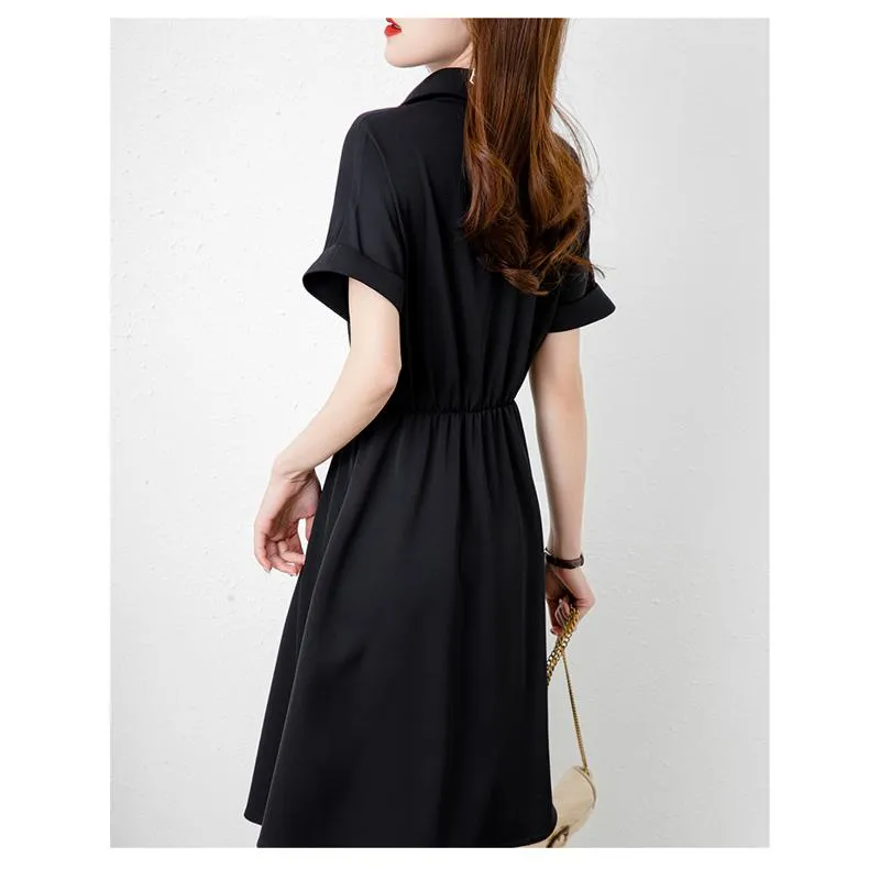 Collar Chic French Style Cinched Waist Dress