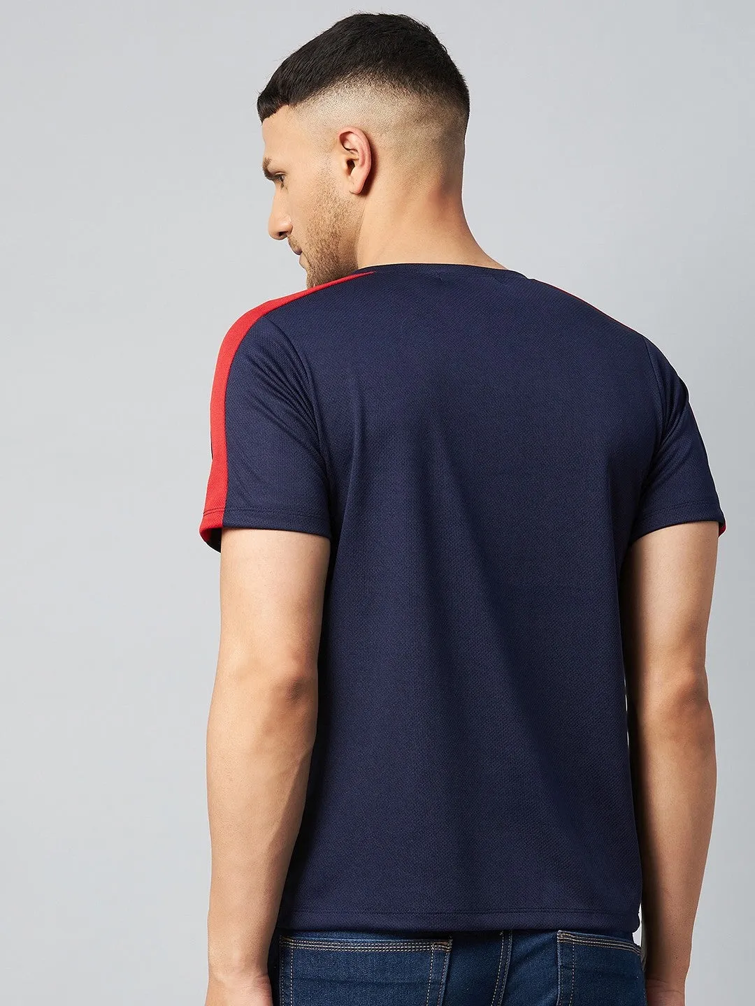 Color Block V Neck T-shirt (Navy Red) (Pack of 2)