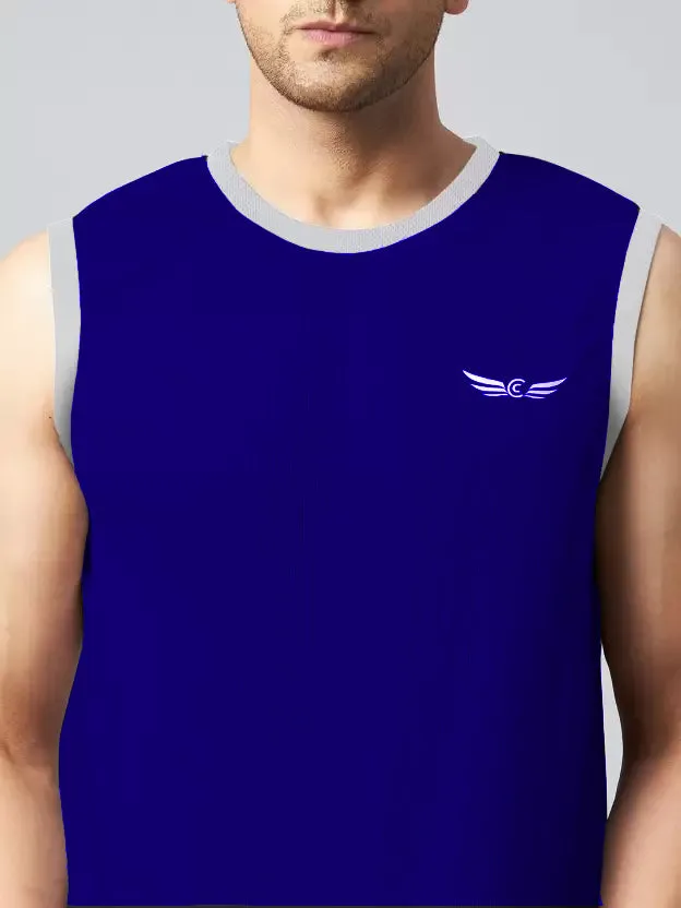 Colorblock Men Co-ord Set Sleeveless (Blue)