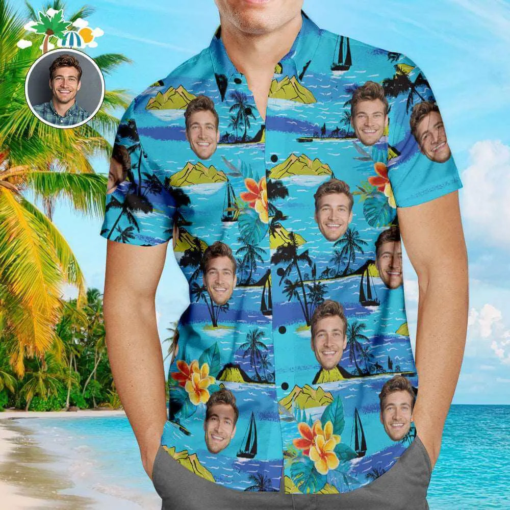 Custom Face Beach Shirts All Print Summer Hawaiian Shirt For Men