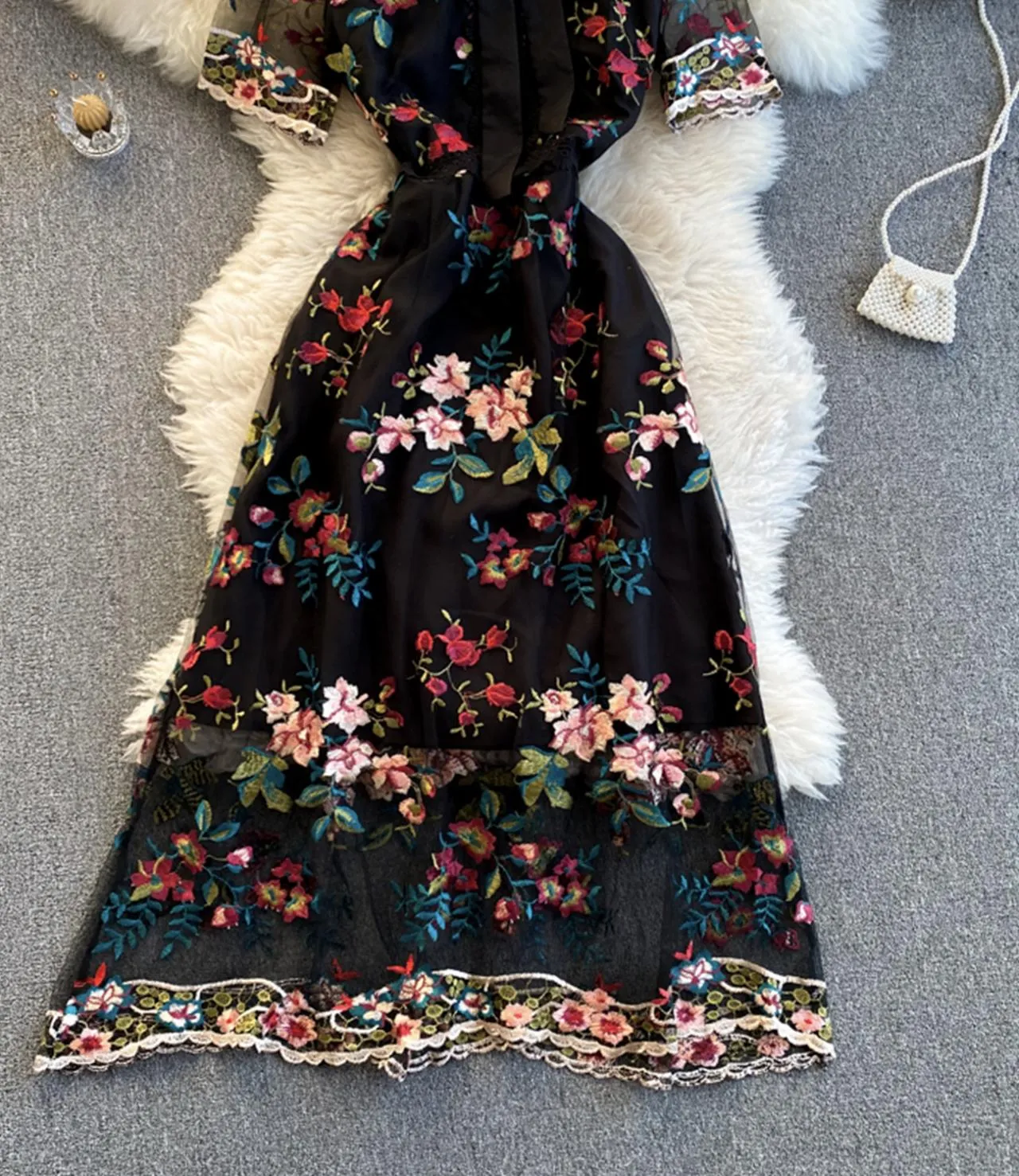 Cute A line dress with embroidery   S95