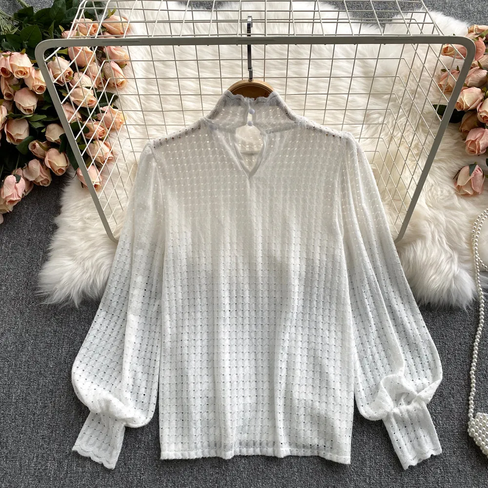 Cute lace long sleeve tops    S530