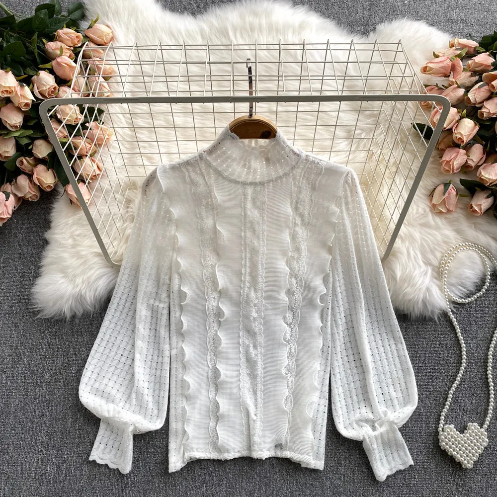 Cute lace long sleeve tops    S530