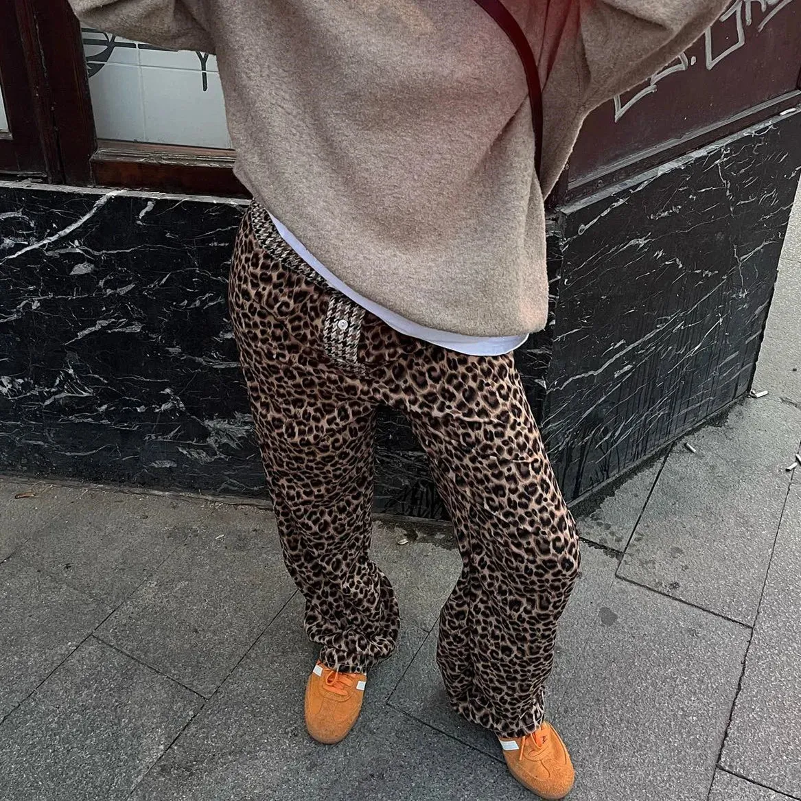 Fashion Leopard Animal Cheetah Y2k Wide Leg Going Out Streetwear Pants