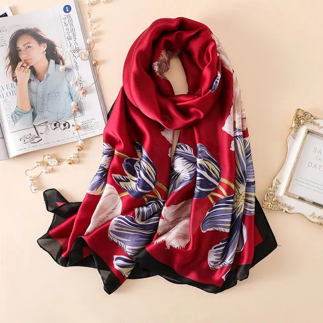 Fashion Silk Scarf Printed Bandana Shawl #FS-75