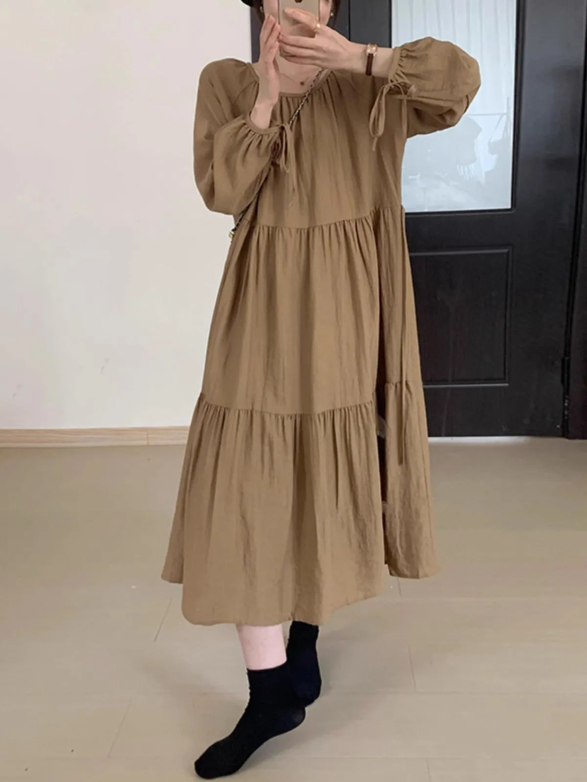 fluttering dress new long-sleeved skirt for women     S3458