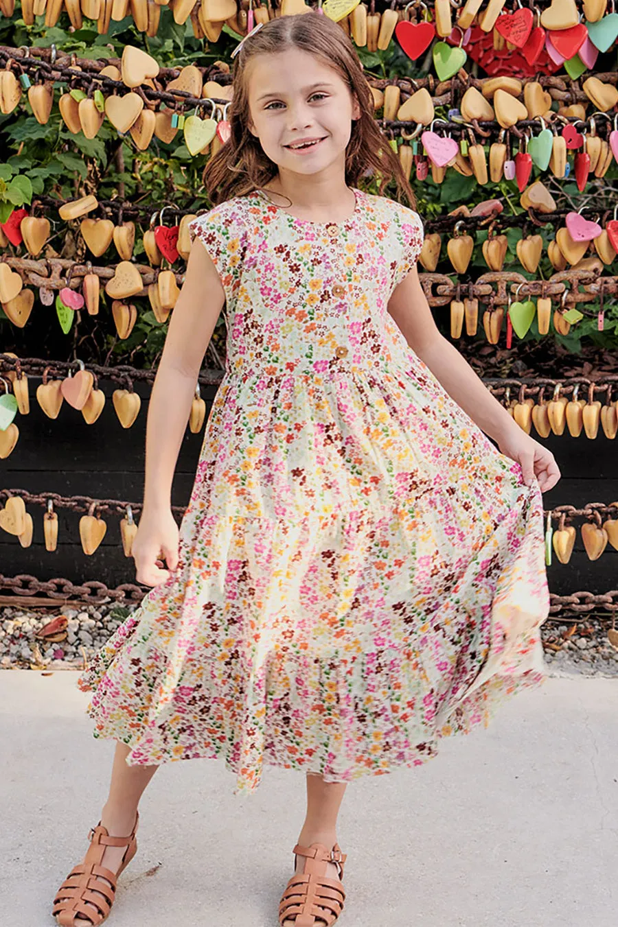 Girls Dress Pink Chicken Rue Floral