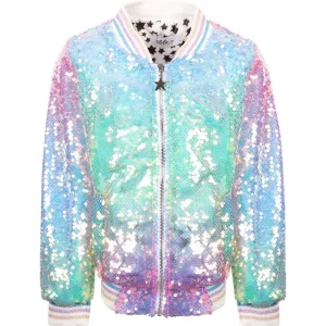 Girls Jackets | Swiftie Bomber Jacket- Icy Ombre Sequin | Lola and the Boys