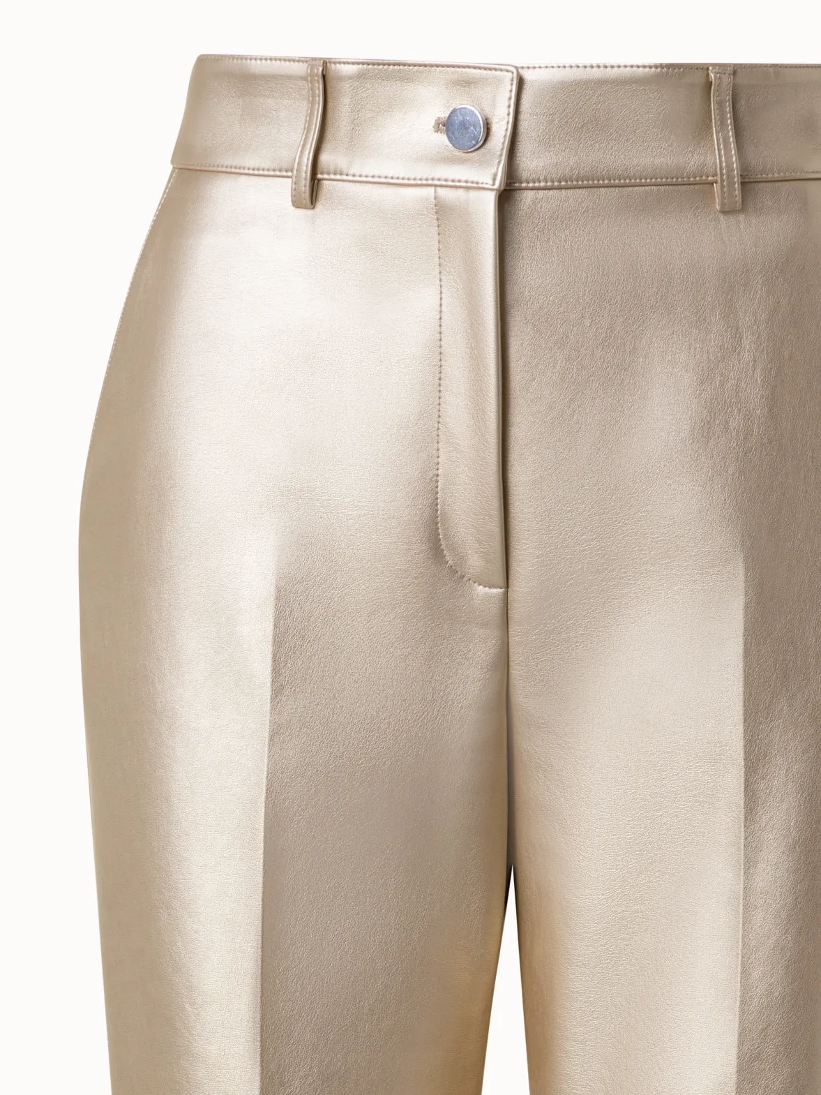 Golden Faux Leather Tapered Pants