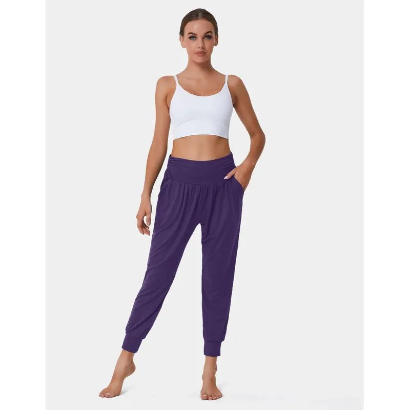 High-Waisted Casual Pocket Loose Fit Drawstring Pleated Yoga Sports Sports Pants