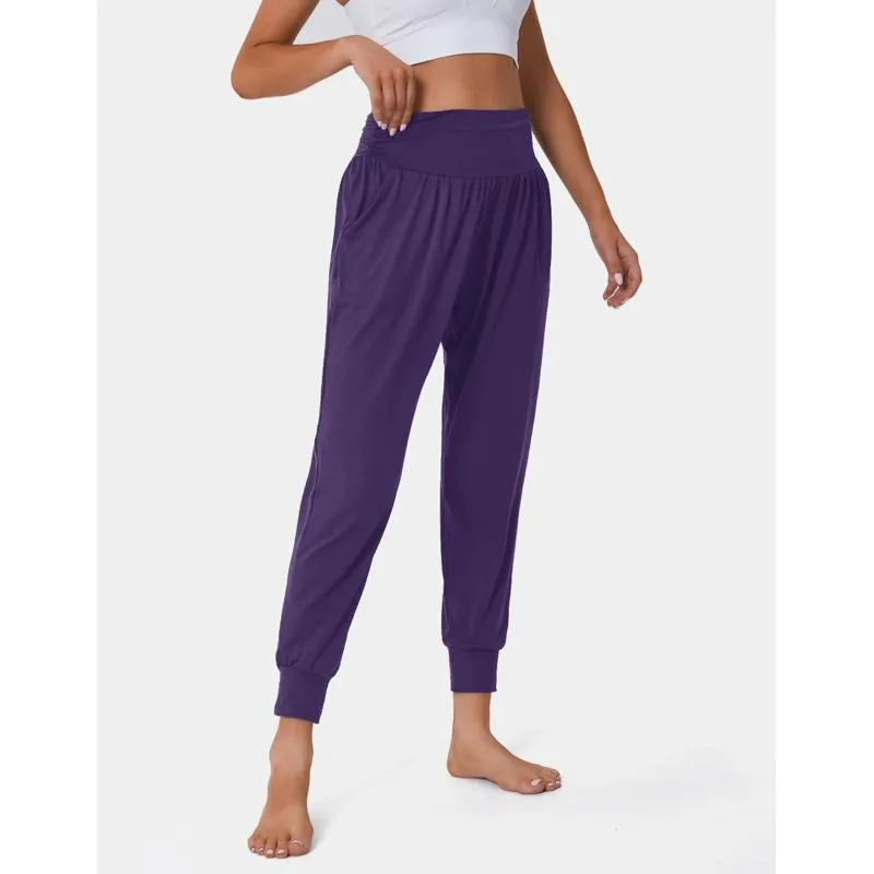 High-Waisted Casual Pocket Loose Fit Drawstring Pleated Yoga Sports Sports Pants