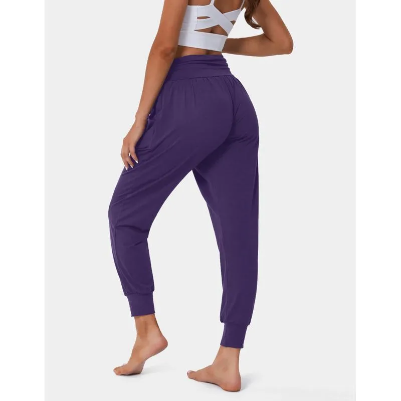 High-Waisted Casual Pocket Loose Fit Drawstring Pleated Yoga Sports Sports Pants