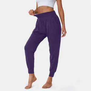 High-Waisted Casual Pocket Loose Fit Drawstring Pleated Yoga Sports Sports Pants