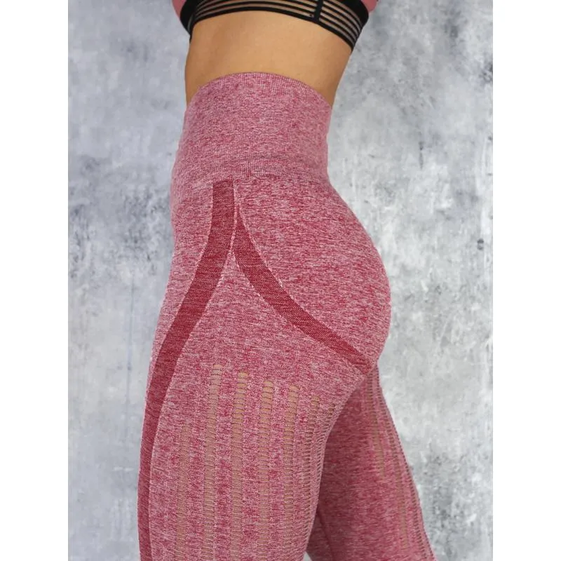 High-Waisted Quick-Drying Yoga Elasticity Seamless Sports Hollowed-Out Sports Leggings