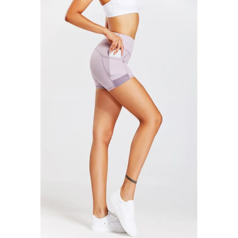 High-Waisted Yoga Tight-Fitting Ribbed Fitness Ultra-Short Pocket Running Sports Shorts