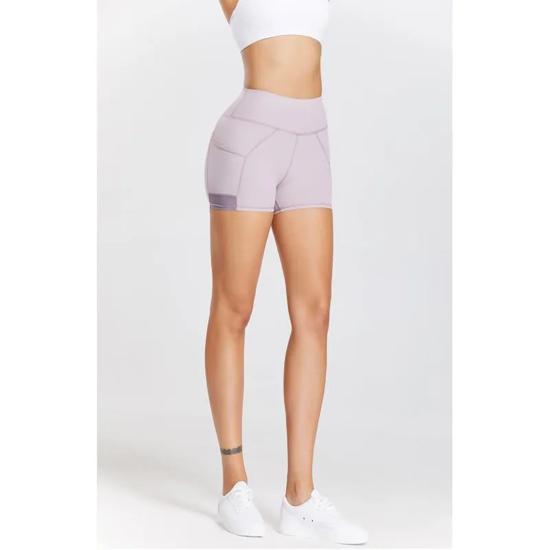 High-Waisted Yoga Tight-Fitting Ribbed Fitness Ultra-Short Pocket Running Sports Shorts