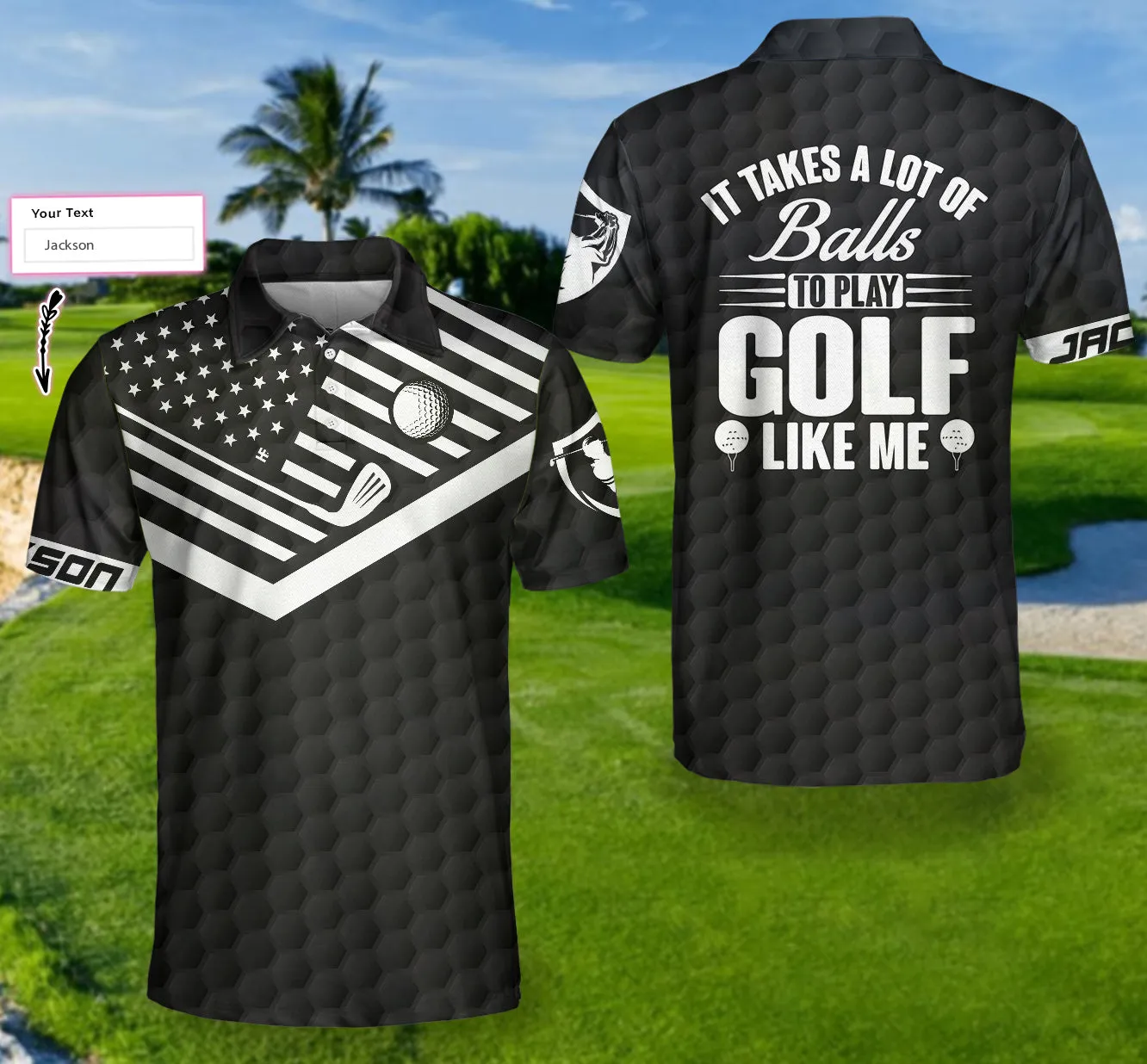 It Takes A Lot Of Balls Golfer Custom Polo Shirt, Personalized American Flag Golf Shirt For Men Coolspod