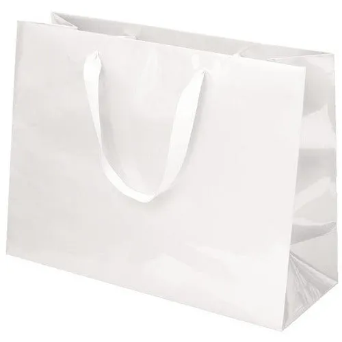 Laminated Manhattan Shopping Bags-Gloss-White- 16.0 x 6.0 x 12.0