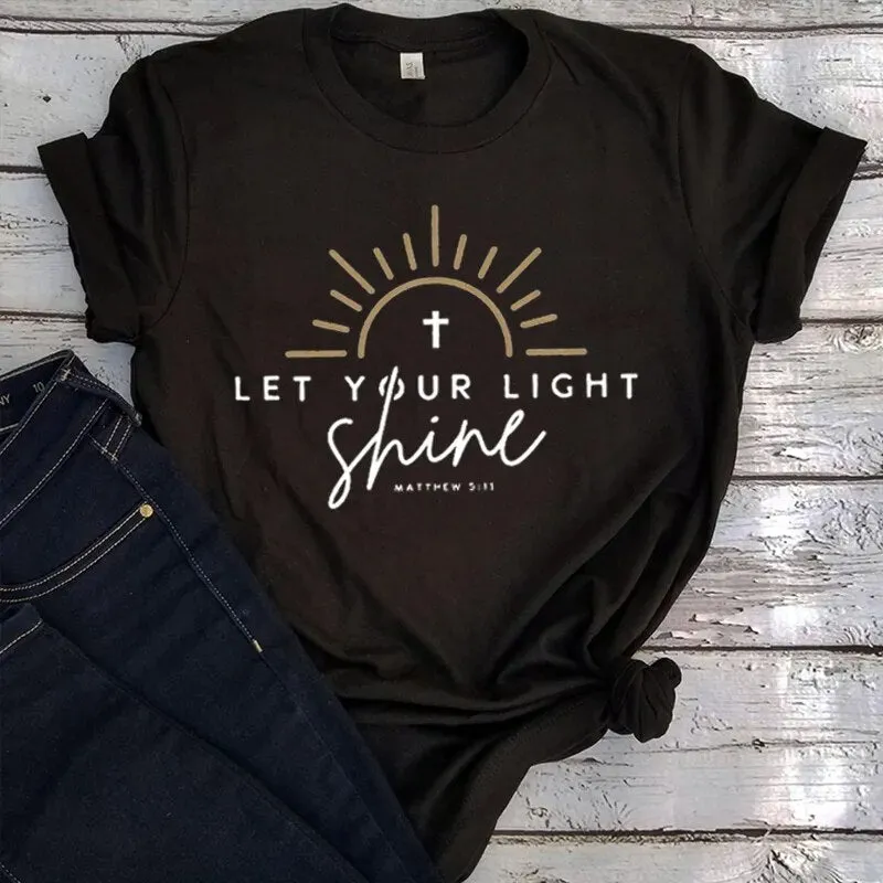 Let Your Light Shine Women's Religious Short Sleeve Shirt