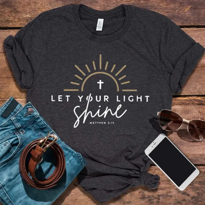 Let Your Light Shine Women's Religious Short Sleeve Shirt